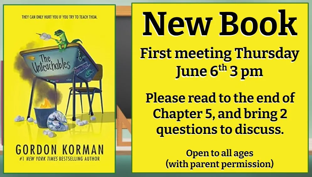 The Unteachables by Gordon Korman book club announcement